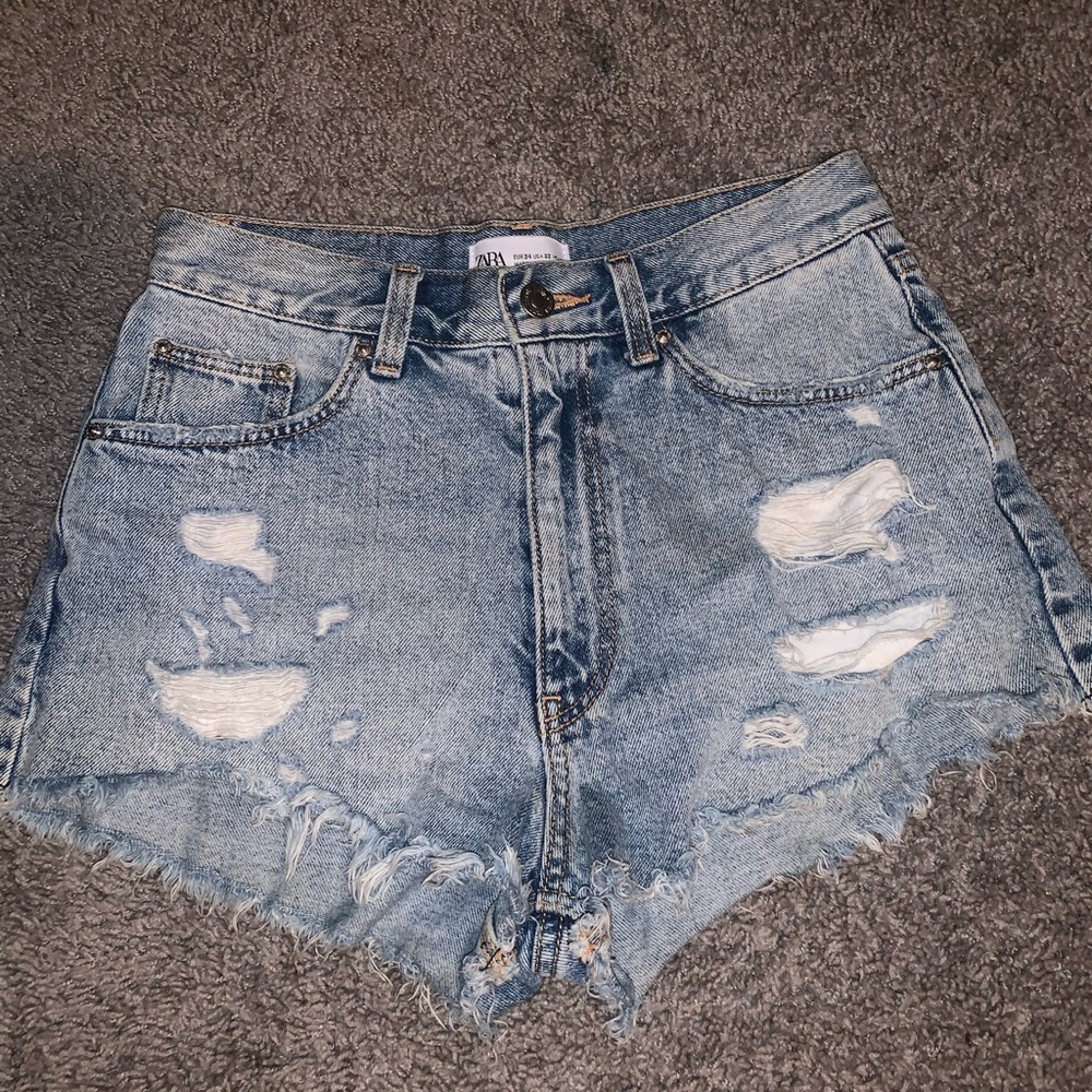zara high rise shorts